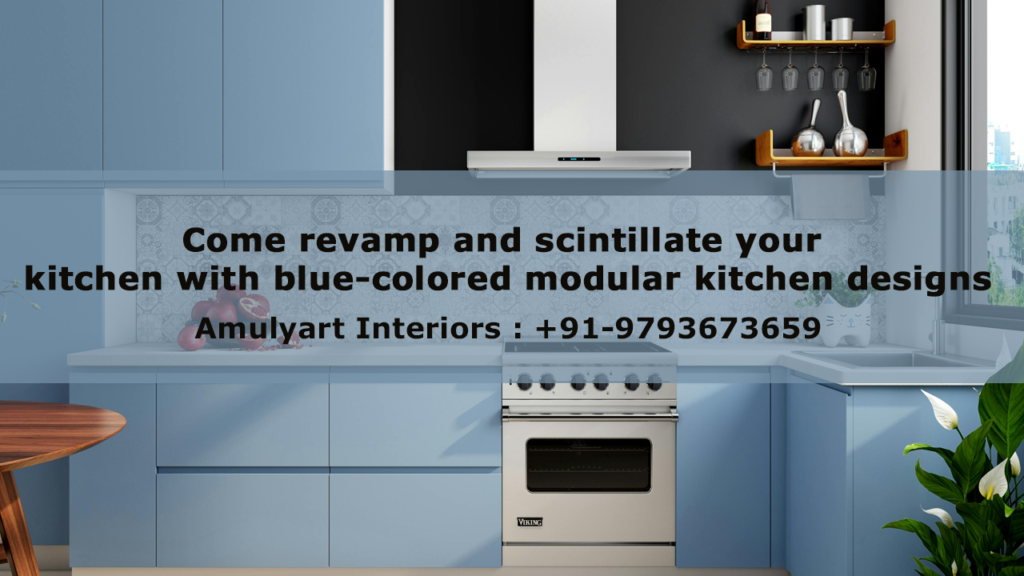 blue-colored modular kitchen designs